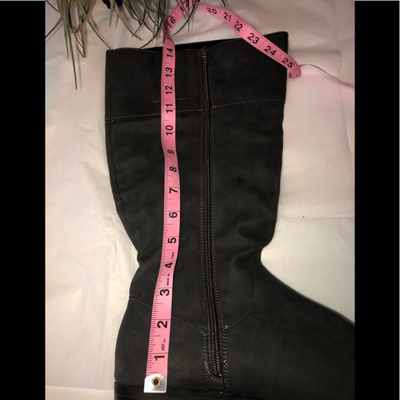 Style & Co Charcoal Gray Sued Block Heel Wide Calf Boots - Picture 7 of 8